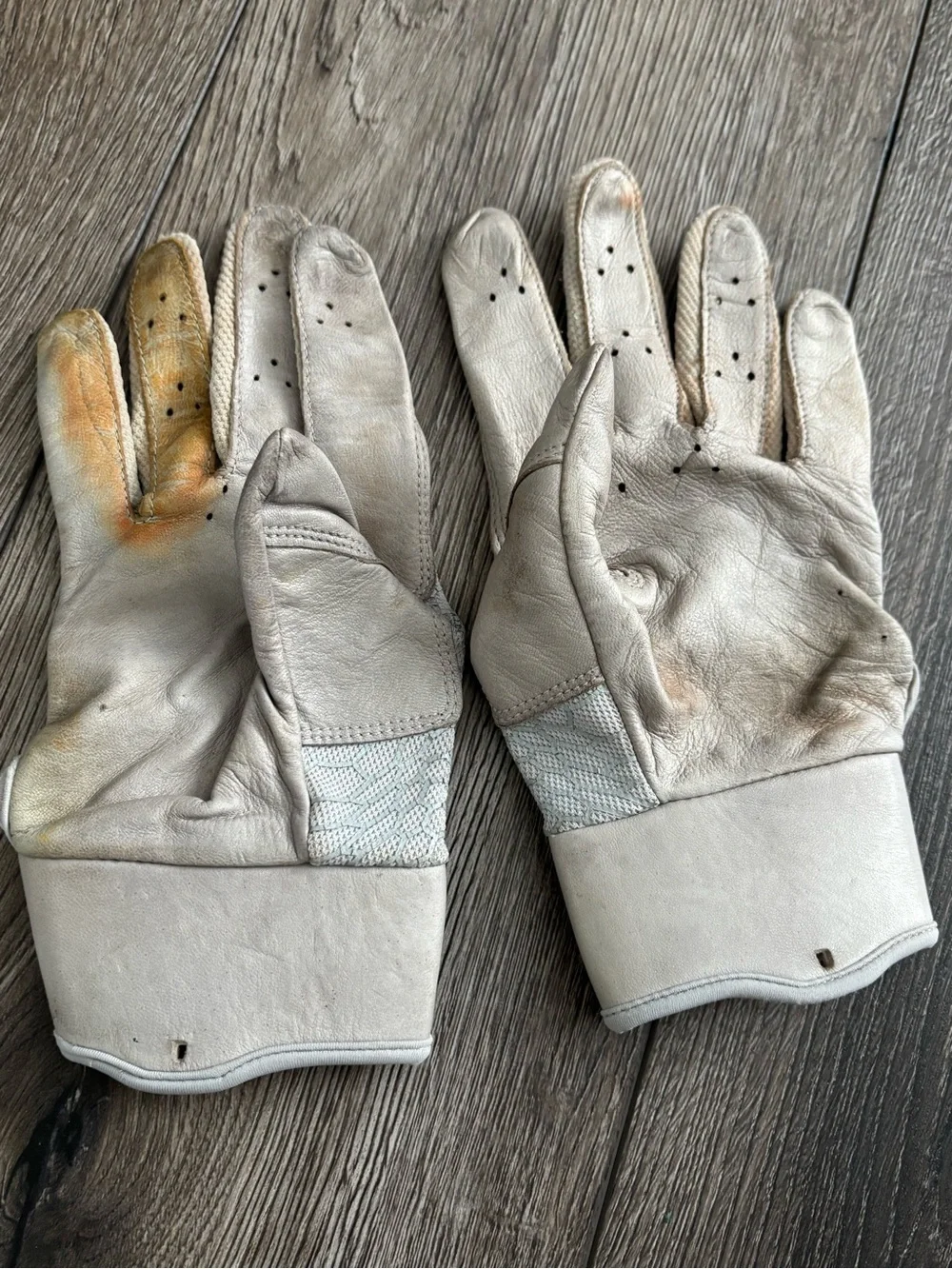 Nike White Gloves with Black Swoosh